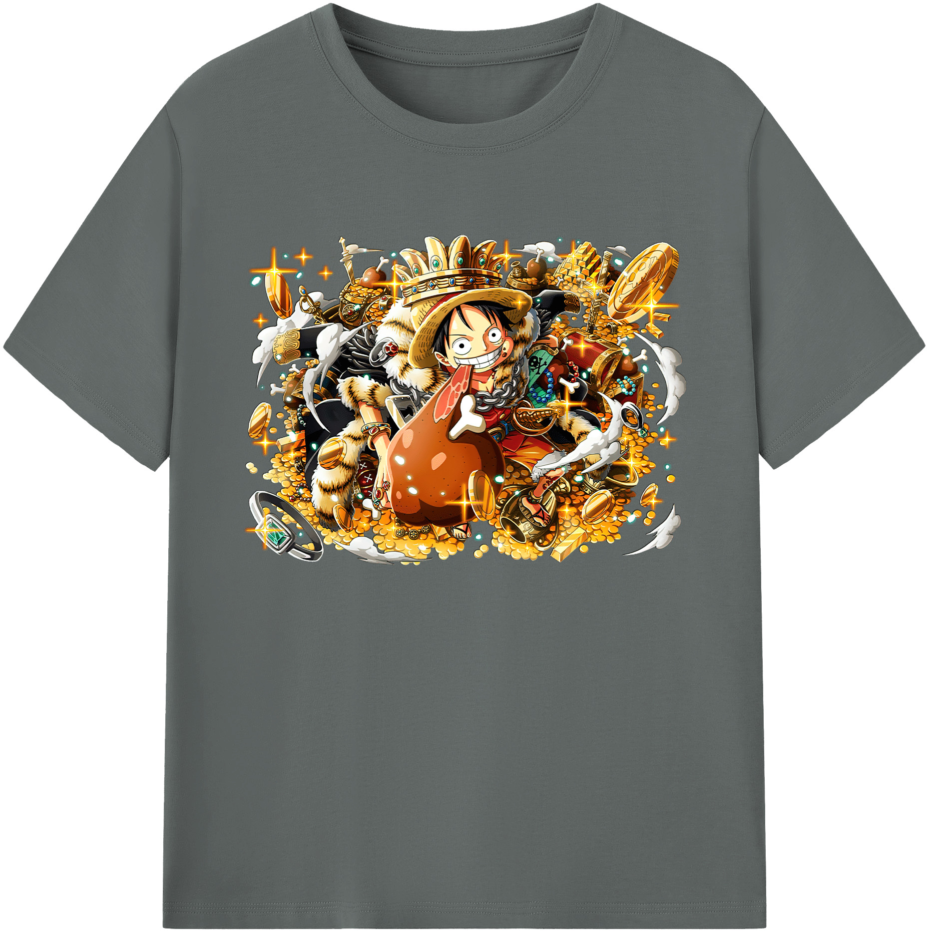 ワンピース モンキー・D・ルフィ ONE PIECE Monkey D. Luffy 綿100％ メンズ半袖Tシャツ｜肌触りやわらか＆通気性